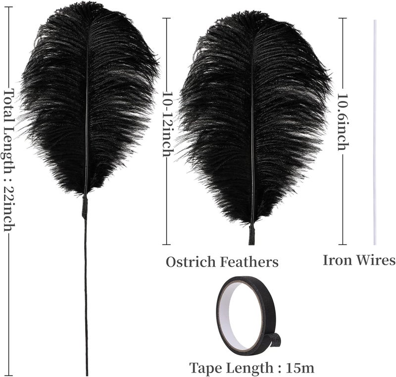 Holmgren Black Ostrich Feathers Bulk - 20pcs Making Kit 22 Inch Natural Ostrich Feathers for Vase, Floral Arrangement, Wedding Party Centerpieces and Halloween Home Decor (Black) - Image 3